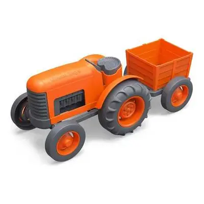 Green Toys Traktor s vlečkou oranžový