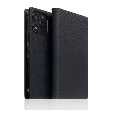 SLG Design puzdro D+ Italian Carbon Leather Diary pre iPhone 14 Pro - Black