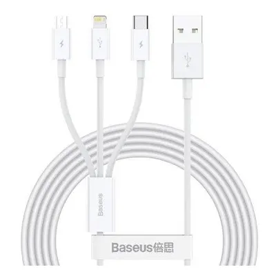 Kabel USB 3v1 Baseus Superior Series, USB na micro USB / USB-C / Lightning, 3,5 A, 1,2 m (bílý)