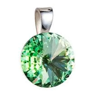 Evolution Group Stříbrný přívěsek s krystaly Swarovski zelený kulatý-rivoli 34112.3, chrysolite