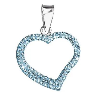 Evolution Group Stříbrný přívěsek s krystaly Swarovski modré srdce 34093.3, Tmavě, modrá