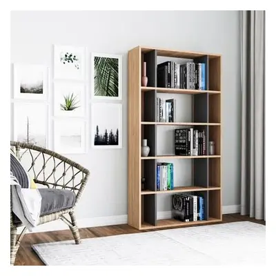 Hanah Home Bookshelf Sanborn - Oak, Anthracite OakAnthracite