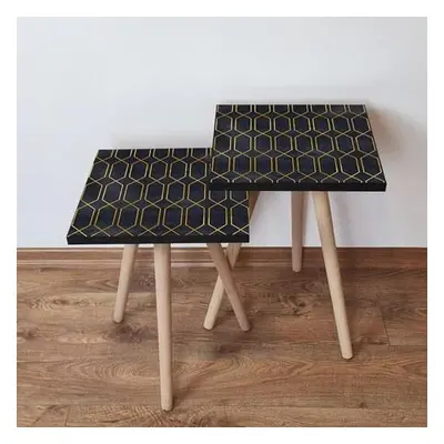 Hanah Home Nesting Table (2 Pieces) 2SHP154 - Navy Blue Navy BlueGold