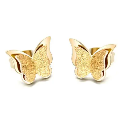 Troli Pozlacené motýlí náušnice Metal Butterfly KES-048-GOLD