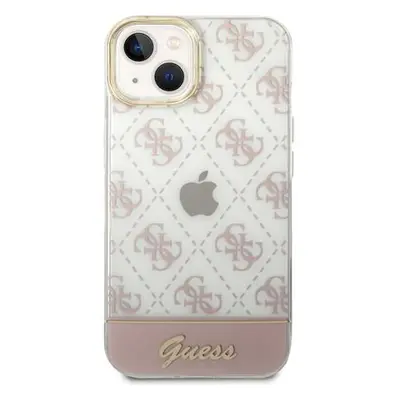 Guess PC/TPU Peony Glitter Script Logo kryt iPhone 14 Plus růžový