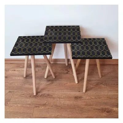 Hanah Home Nesting Table (3 Pieces) 3SHP154 - Black BlackGold