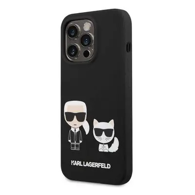 Karl Lagerfeld MagSafe kryt Liquid Silicone Karl and Choupette iPhone 14 Pro Max černý