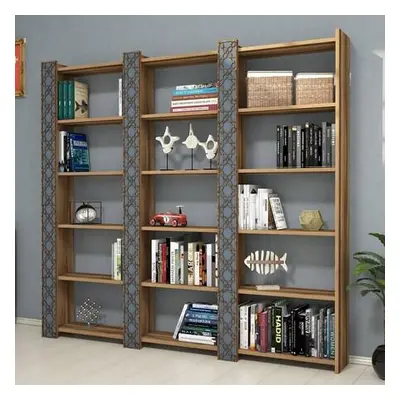 Hanah Home Bookshelf City 3 - Walnut, Chalcedony WalnutChalcedony