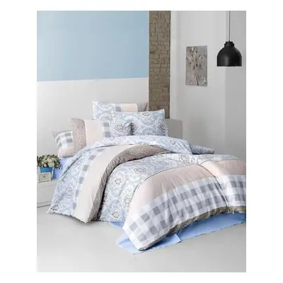 L'essentiel Maison Ranforce Single Quilt Cover Set Oscar BlueWhiteBeigeBrown