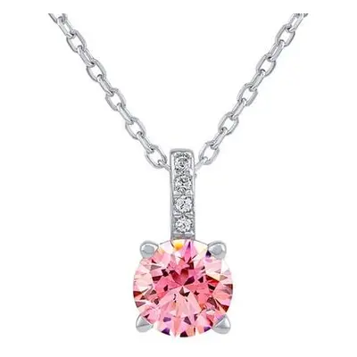 Silvego Stříbrný náhrdelník se světle růžovými Swarovski® zirconia LPS1274NSWLR