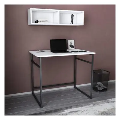 Hanah Home Study Desk Hussum - Black, White BlackWhite