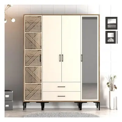 Hanah Home Wardrobe Kumsal PTR - Walnut, Cream WalnutCream