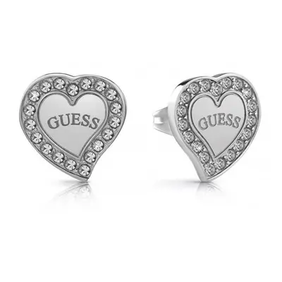 Guess Třpytivé ocelové náušnice Srdíčka Studs Party JUBE02175JWRHT/U