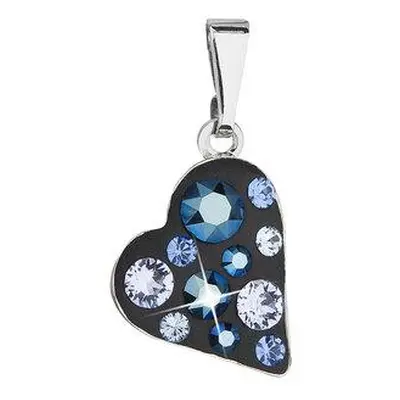 Evolution Group Přívěsek bižuterie se Swarovski krystaly modré srdce 54027.5 metalic blue