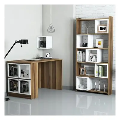 Hanah Home Study Desk & Bookshelf Box - Walnut, White