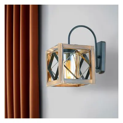 Opviq Wall Lamp Zikzak Camlı Aplik WalnutBlack