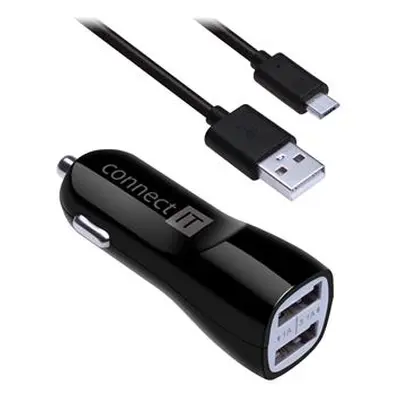 CONNECT IT PREMIUM nabíječka do auta 2xUSB 3.1A +1A, černá