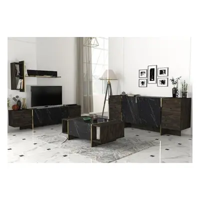 Hanah Home Living Room Furniture Set Veyron Set 2 BlackGold