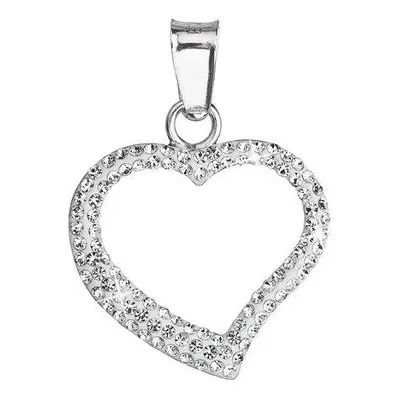 Evolution Group Stříbrný přívěsek s krystaly Swarovski bílé srdce 34093.1, crystal