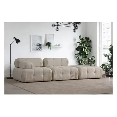 Atelier del Sofa 3-Seat Sofa Doblo 3 Seater ( L1-O1-Pouffe) Cream Bouclette