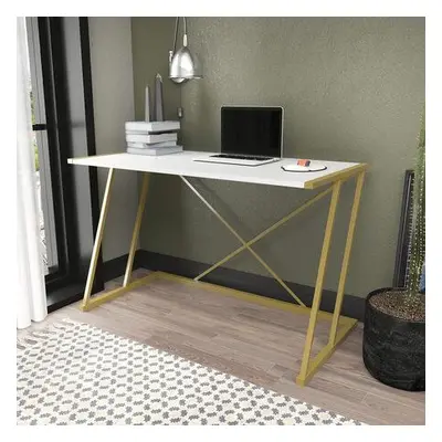 Hanah Home Study Desk Adelaide - Gold, White GoldWhite