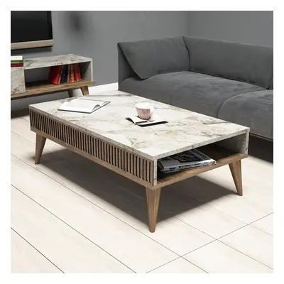 Hanah Home Coffee Table Milan - Walnut, White Marble WalnutWhite