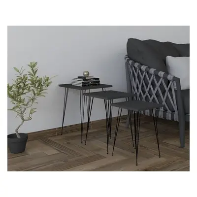 Hanah Home Nesting Table (3 Pieces) Mali - Black, Anthracite BlackAnthracite