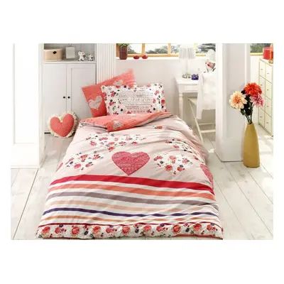 L'essentiel Maison Poplin Single Quilt Cover Set Bella - Red CreamRedWhitePurple