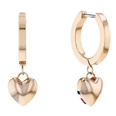 Tommy Hilfiger Moderní bronzové náušnice kruhy s přívěsky Hanging Heart 2780666