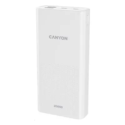 CANYON powerbanka PB-2001, 20000mAh Li-poly, Input 5V/2A microUSB + USB C, Output 5V/2.1A USB-A,