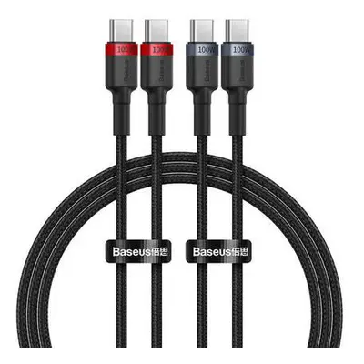 Kabel Baseus Cafule USB-C na USB-C 100W,1m, 2ks (červeno-černý, šedo-černý)