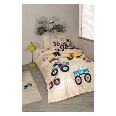 L'essentiel Maison Ranforce Young Quilt Cover Set Cars - Beige v2