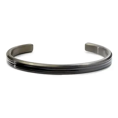 Rebel&Rose Pevný otevřený náramek z oceli Bangle Black Lines RR-MB005-B 19 cm - L