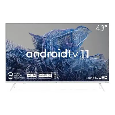 KIVI - 43', UHD, Android TV 11, White, 3840x2160, 60 Hz, Sound by JVC, 2x12W, 53 kWh/1000h , BT5