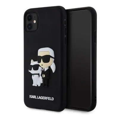 Karl Lagerfeld 3D Rubber Karl and Choupette Zadní Kryt pro iPhone 11 Black