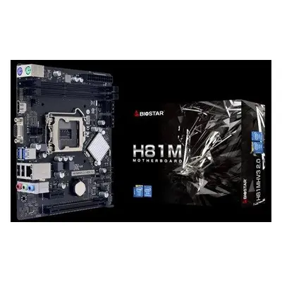 BIOSTAR, Socket 1150, Intel H81, v.2.0, 2x DDR3 1600MHz, max 16GB, 1x PCI-E x16, 2x SATA III, 2x