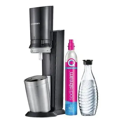 SodaStream Crystal 3.0 výrobník sody, 0,6l skleněná karafa, bombička s CO2, černý