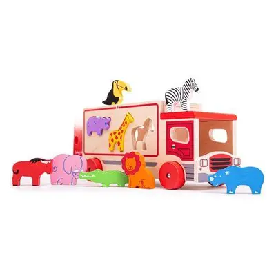 Bigjigs Toys Dřevěné auto se zvířátky safari