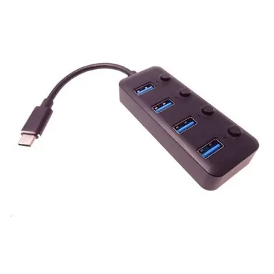 PREMIUMCORD 5G SuperSpeed USB Hub Type C na 4x USB 3.1 A Gen1, vypínače portů, ku31hub08