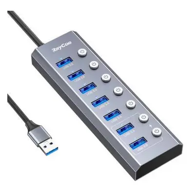 Rozbočovač 7w2 RayCue USB-C na 2x USB-A 3.0 5Gb/s + SD/TF 3.0 + USB-C+ HDMI 4K30Hz (šedý),