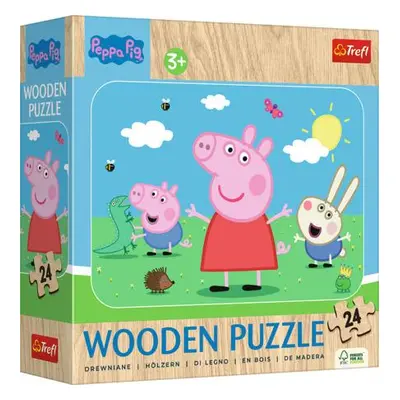 TREFL Dřevěné puzzle Prasátko Peppa: Seznamte se s roztomilou Peppou 24 dílků