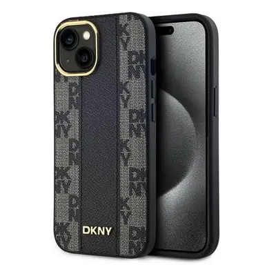 DKNY PU Leather Checkered Pattern Magsafe Zadní Kryt pro iPhone 15 Black