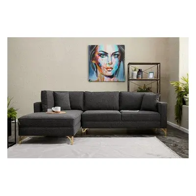 Atelier del Sofa Corner Sofa Berlin Left - Anthracite, Gold AnthraciteGold