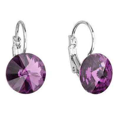 Evolution Group Náušnice bižuterie se Swarovski krystaly fialové kulaté 51002.3 amethyst