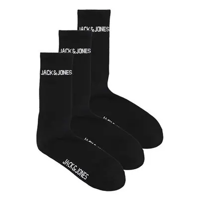 Jack&Jones 3 PACK - pánské ponožky JACMELVIN 12260083 Black