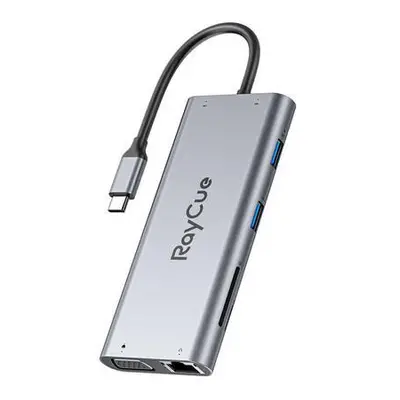 Rozbočovač 11w1 RayCue USB-C do 2x USB-A 2.0 480Mb/s + 3x USB-A 3.2 5Gb/s + SD/TF 3.0 + HDMI 4K3