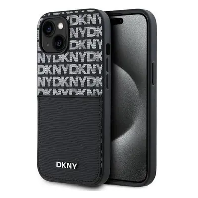 DKNY PU Leather Repeat Pattern Card Pocket Zadní Kryt pro iPhone 14 Black