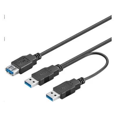 PremiumCord ku3y02 USB 3.0 napájecí Y A/Male + A/Male -- A/Female DUÁLNÍ (extra napájení)