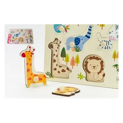 Teddies vkládačka/puzzle deskové obrysové zoo dřevo 30x21cm ve fólii