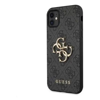 GUHCN614GMGGR Guess PU 4G Metal Logo Zadní Kryt pro iPhone 11 Grey